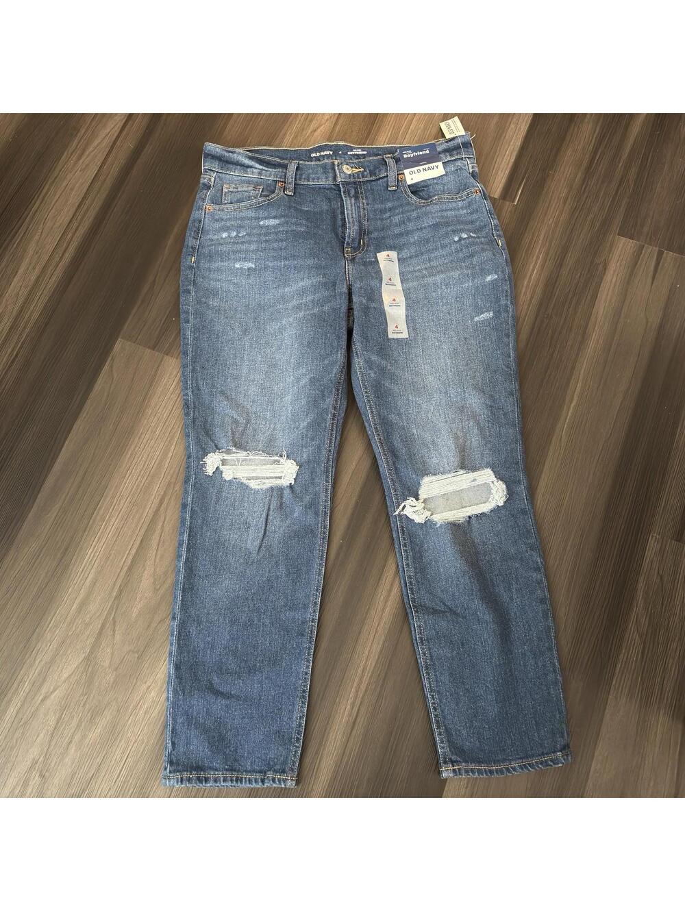 Old Navy MidRise Boyfriend Jeans Women’s Size 4 Dark Wash Distressed